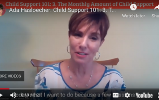 Video Still of Ada Hasloecher speaking about child support and the CSSA