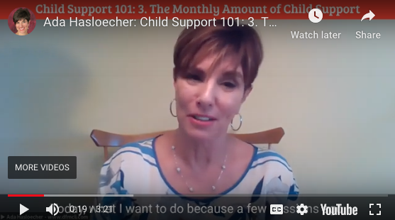 Video Still of Ada Hasloecher speaking about child support and the CSSA